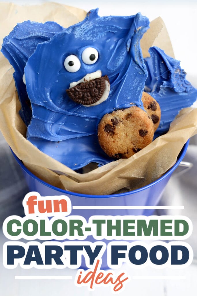 Color Party Food Ideas-Cookie Monster Bark