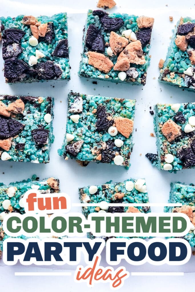 Color Party Food Ideas-Cookie Monster Rice Krispie Treats