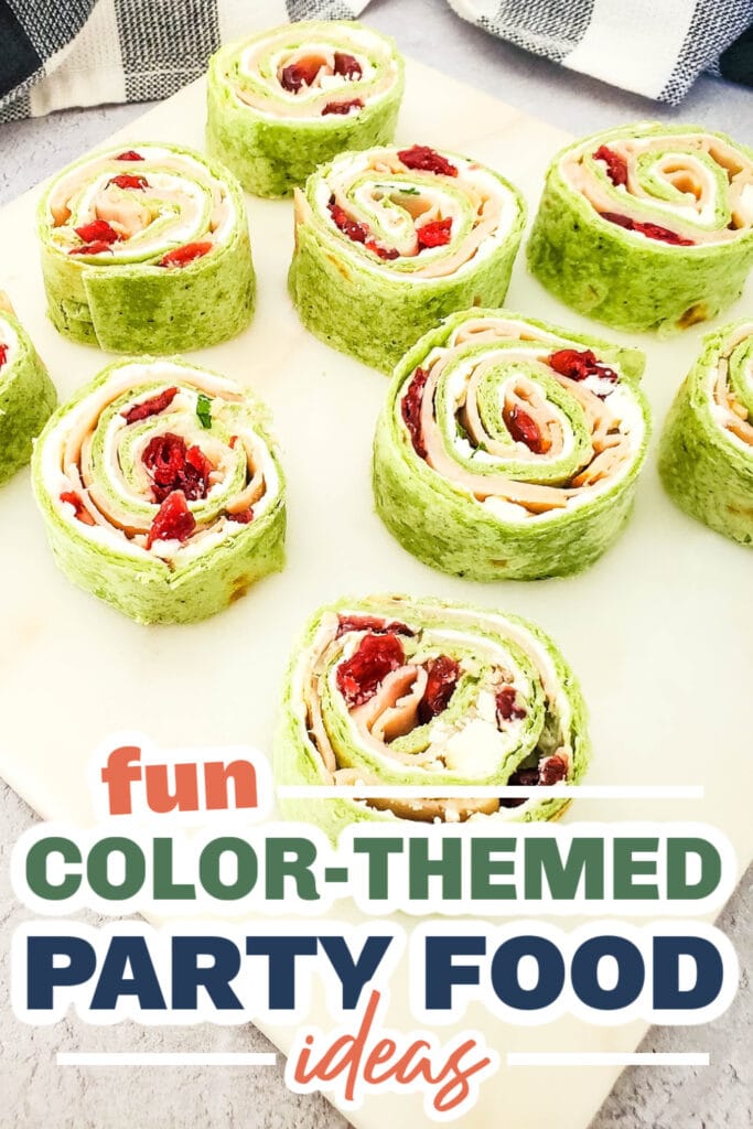 Color Party Food Ideas-Cranberry Turkey Pinwheels