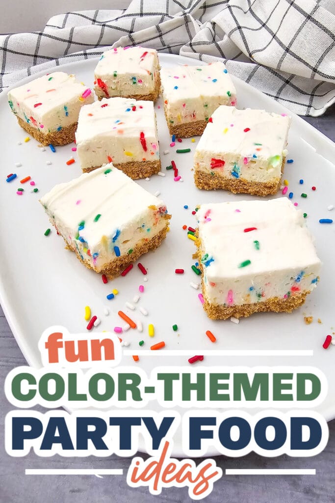 Color Party Food Ideas-Funfetti Cheesecake Bars