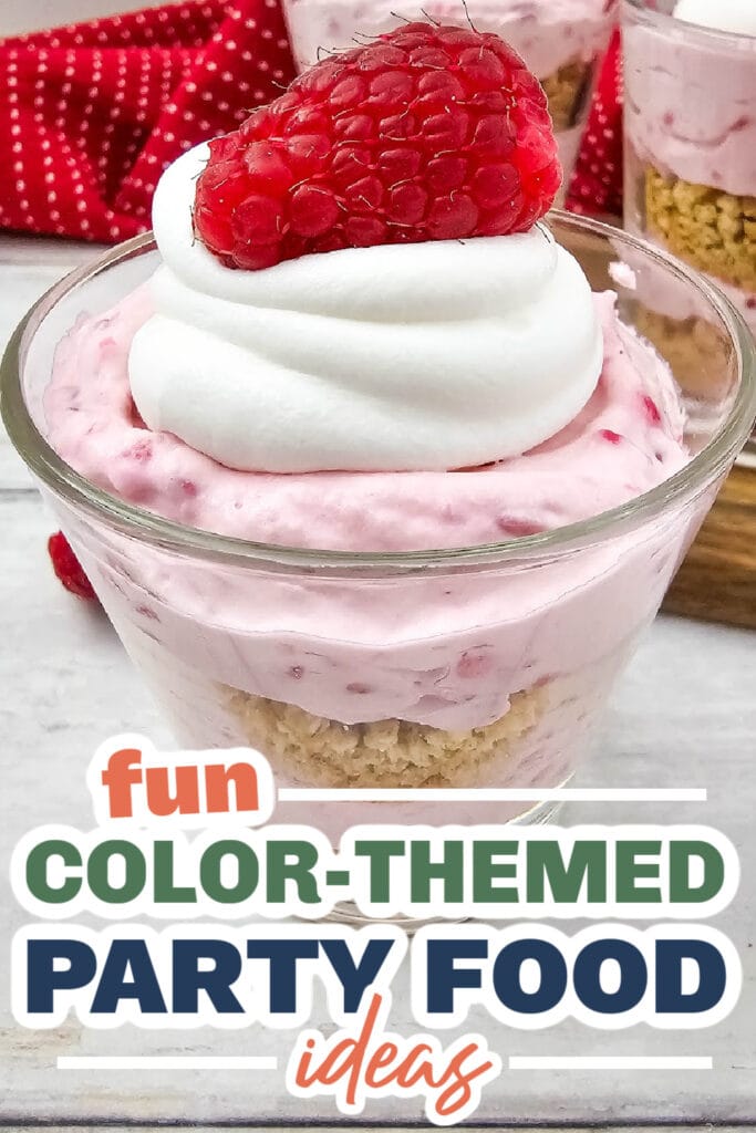 Color Party Food Ideas-Layered Raspberry Cheesecake Parfaits
