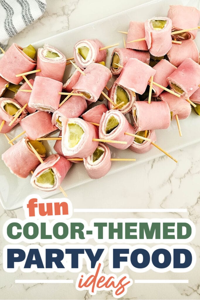 Color Party Food Ideas-Pickle Ham Rolls