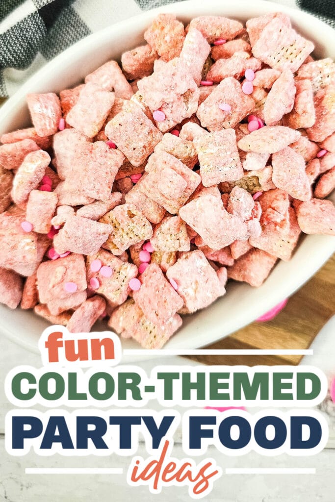 Color Party Food Ideas-Pink Puppy Chow