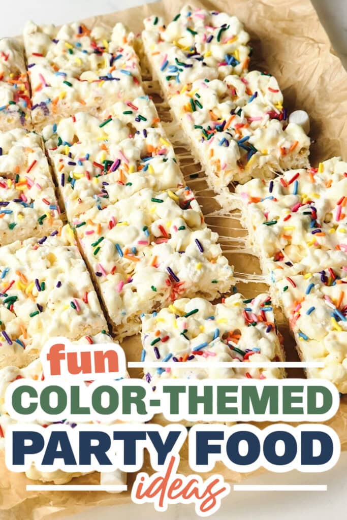 Color Party Food Ideas-Rainbow Popcorn Marshmallow Treats