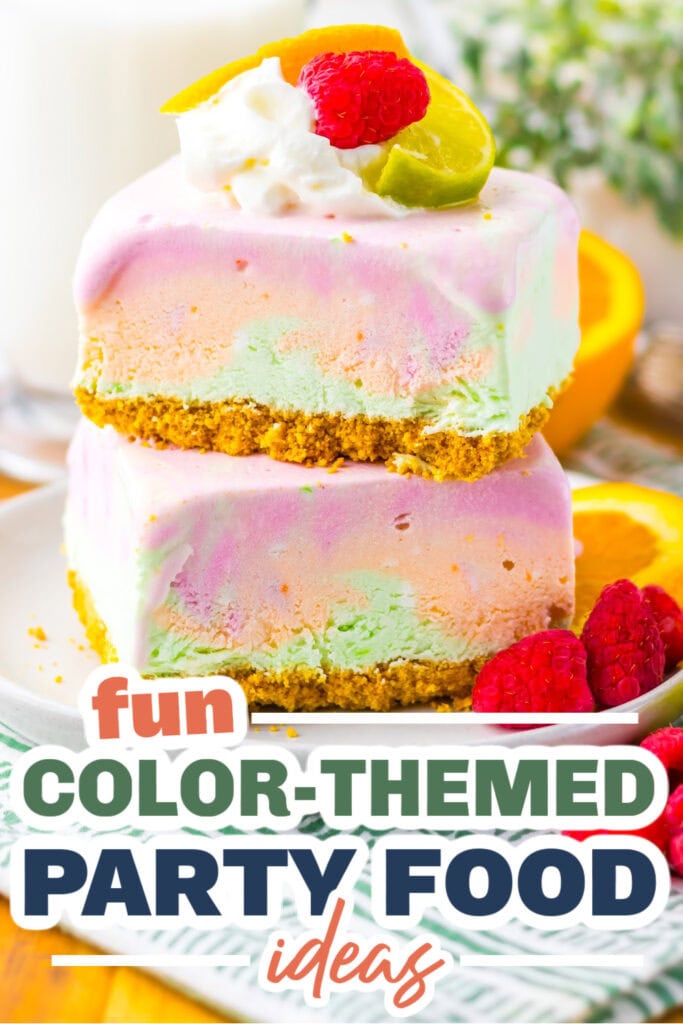 Color Party Food Ideas-Rainbow Sherbet Bars