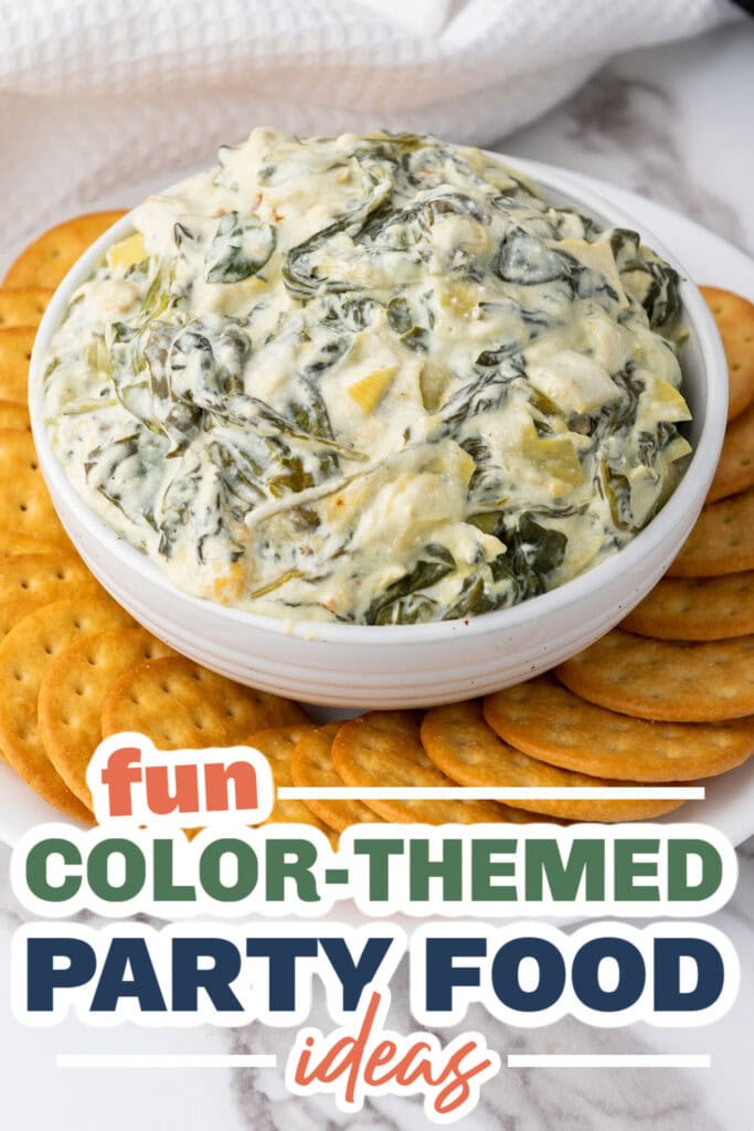 Color Party Food Ideas-Slow Cooker Spinach Artichoke Dip