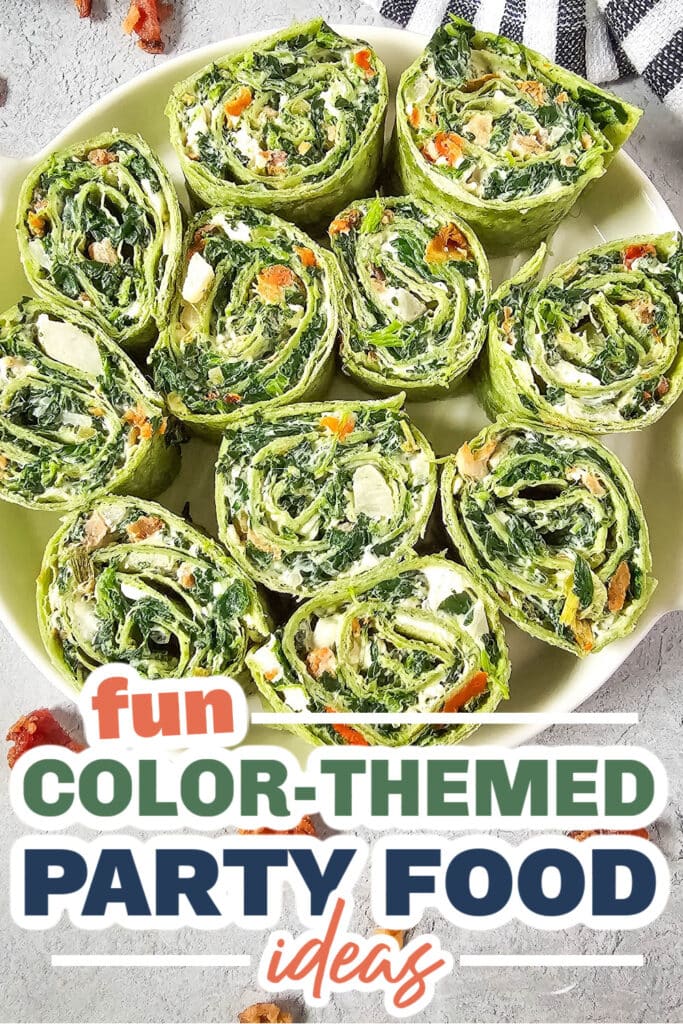 Color Party Food Ideas-Spinach Dip Pinwheels