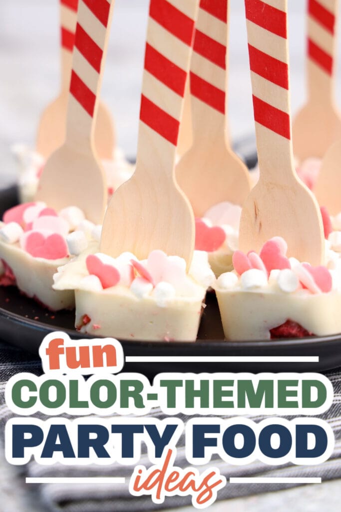 Color Party Food Ideas-Strawberry White Hot Chocolate Spoons
