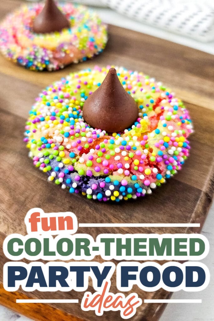 Color Party Food Ideas-Tie-Dye Unicorn Hershey’s Kiss Cookies