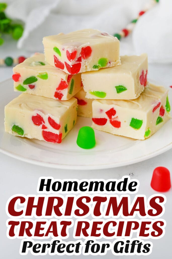 Gifting Christmas Treats-Christmas Gum Drop Fudge