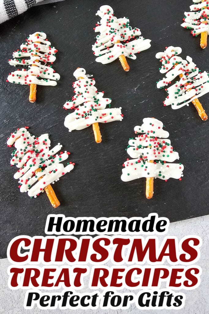Gifting Christmas Treats-White Chocolate Mini Pretzel Trees