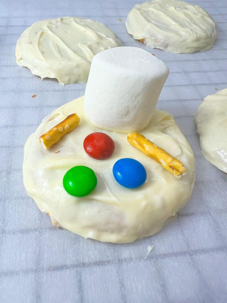 Melted Snowman Peanut Butter Cookies Process Photo