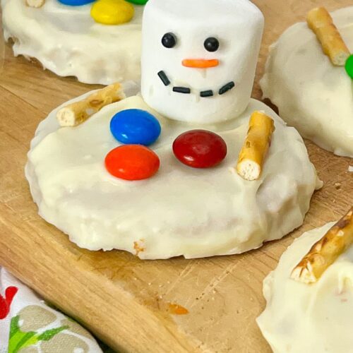 Melted Snowman Peanut Butter Cookies