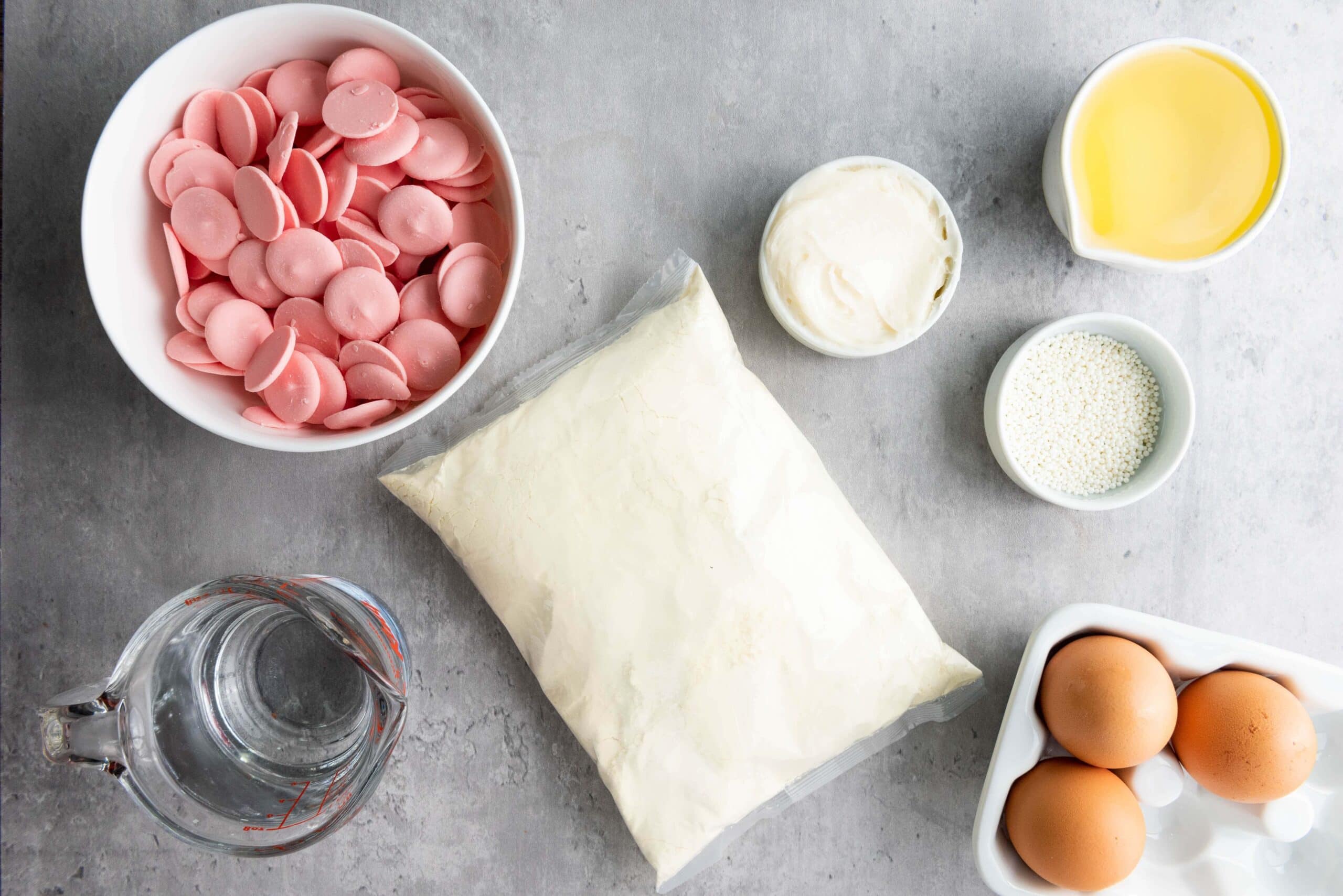Pink Vanilla Cake Pops Process Ingredients