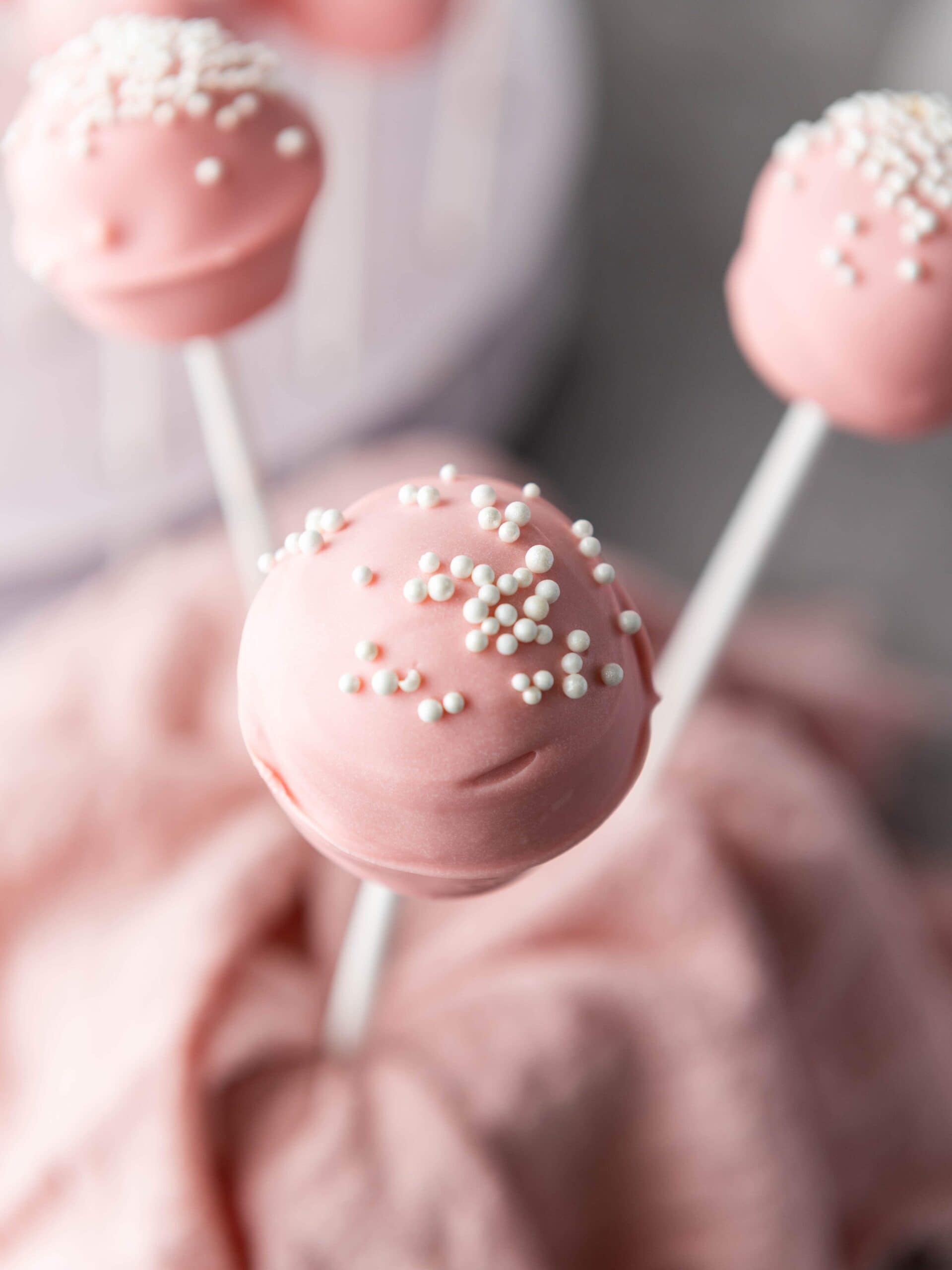Pink Vanilla Cake Pops Process Photo