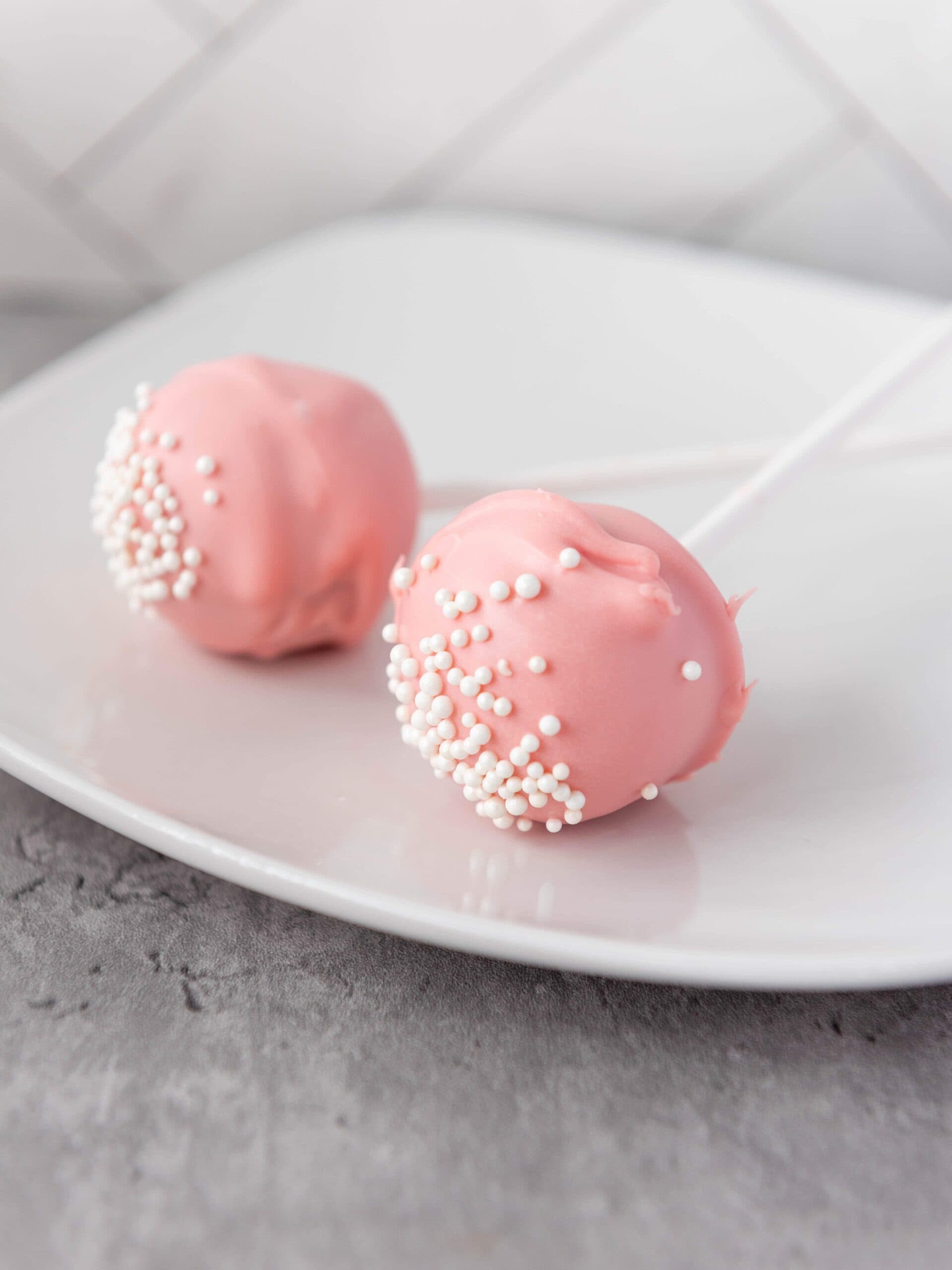 Pink Vanilla Cake Pops Process Photo