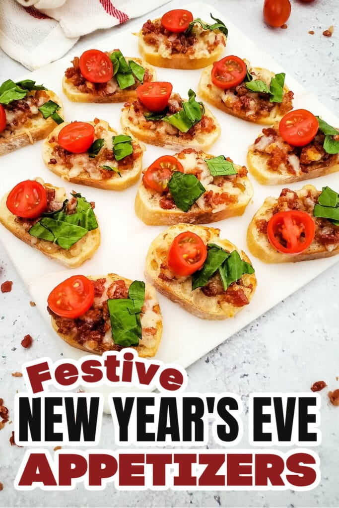 New Years Appetizers-Bacon-Topped BLT Crostini