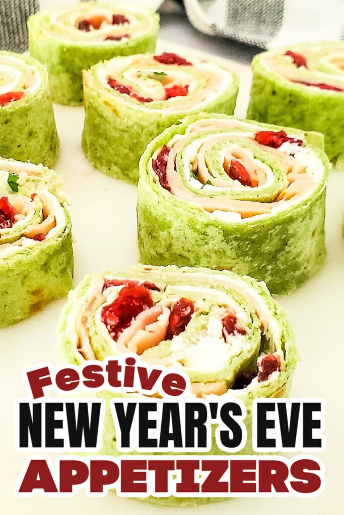 New Years Appetizers-Cranberry Turkey Pinwheels