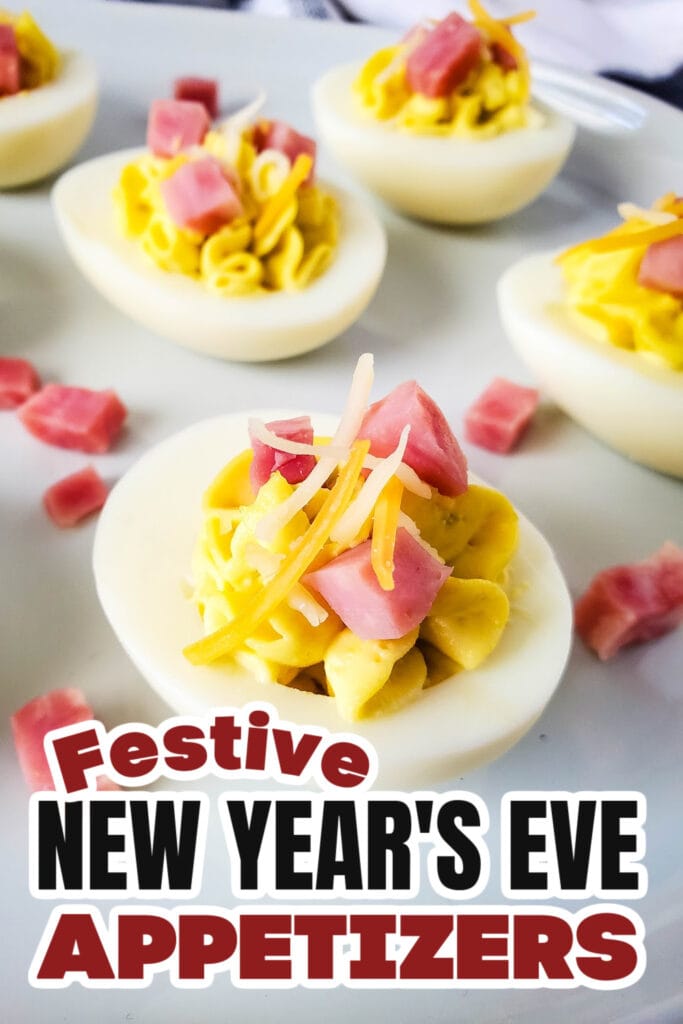 New Years Appetizers-Ham and Cheese Deviled Eggs