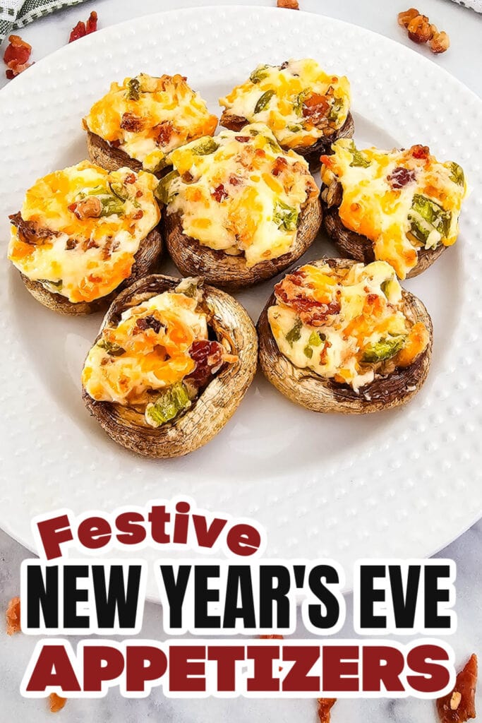 New Years Appetizers-Jalapeño Popper Stuffed Mushrooms