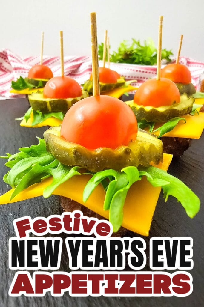 New Years Appetizers-Mini Cheeseburger Bites on Toothpicks