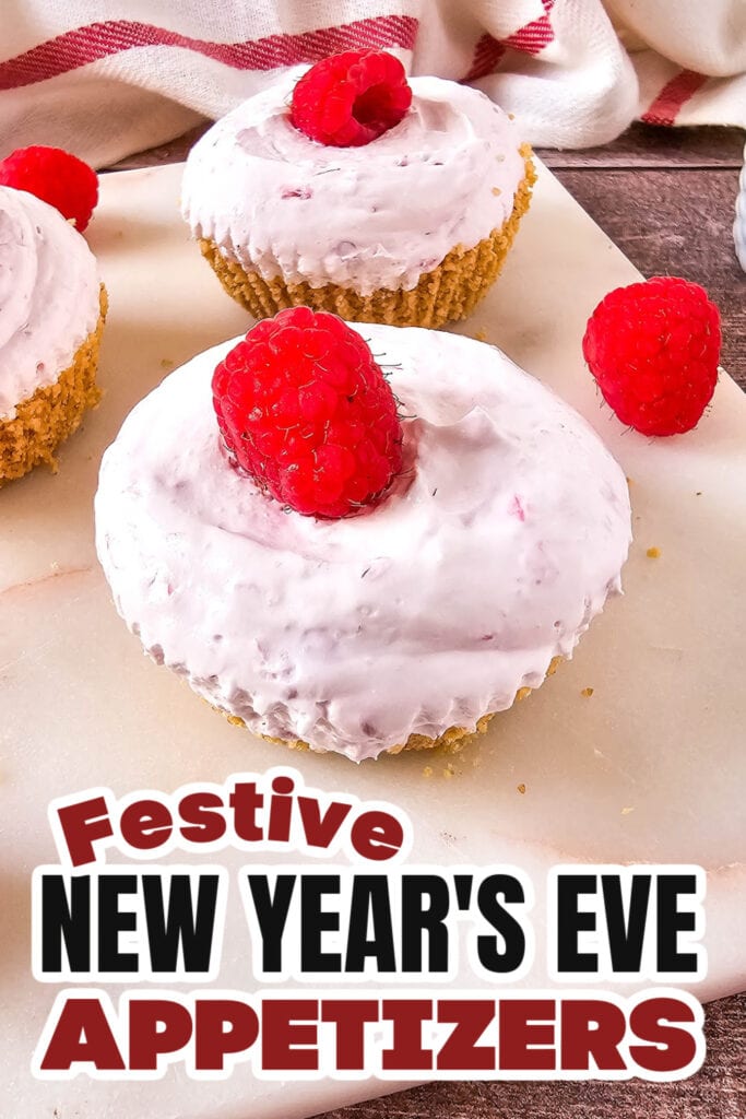 New Years Appetizers-Mini No-Bake Raspberry Cheesecakes