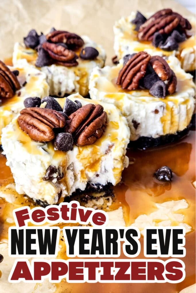 New Years Appetizers-No Bake Mini Turtle Cheesecakes