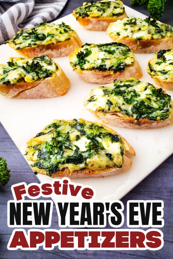 New Years Appetizers- Spinach Artichoke Crostini