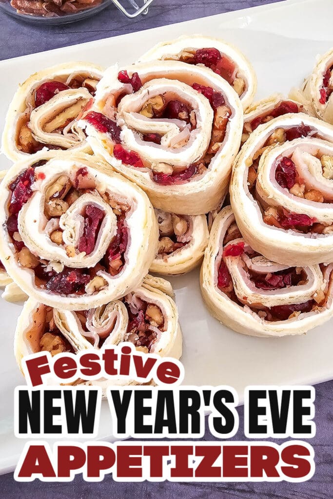 New Years Appetizers-Turkey Cranberry Pecan Pinwheels