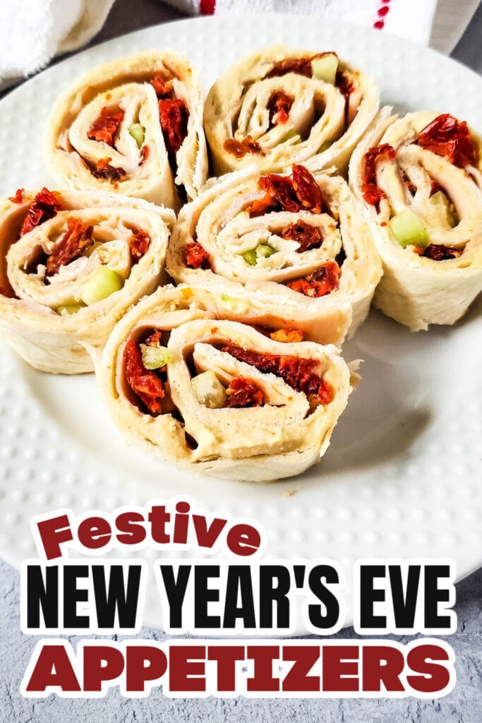 New Years Appetizers-Turkey Hummus Pinwheels