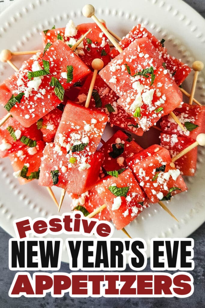 New Years Appetizers-Watermelon Feta Skewers