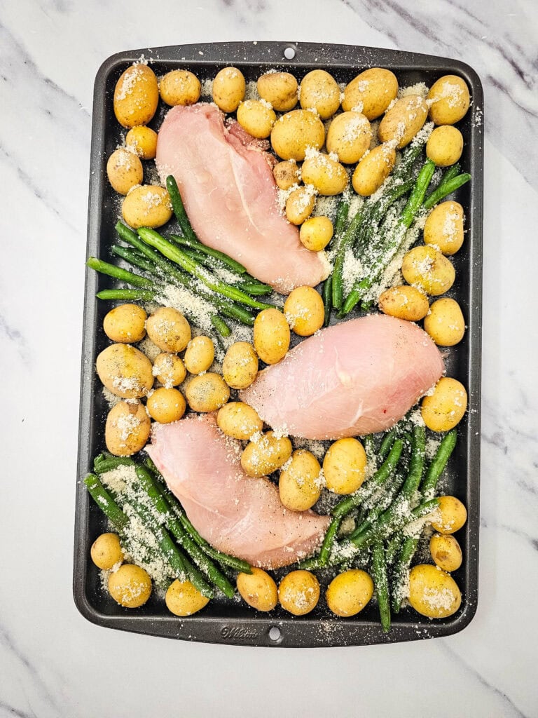 Sheet Pan Parmesan Crusted Chicken Process Photo