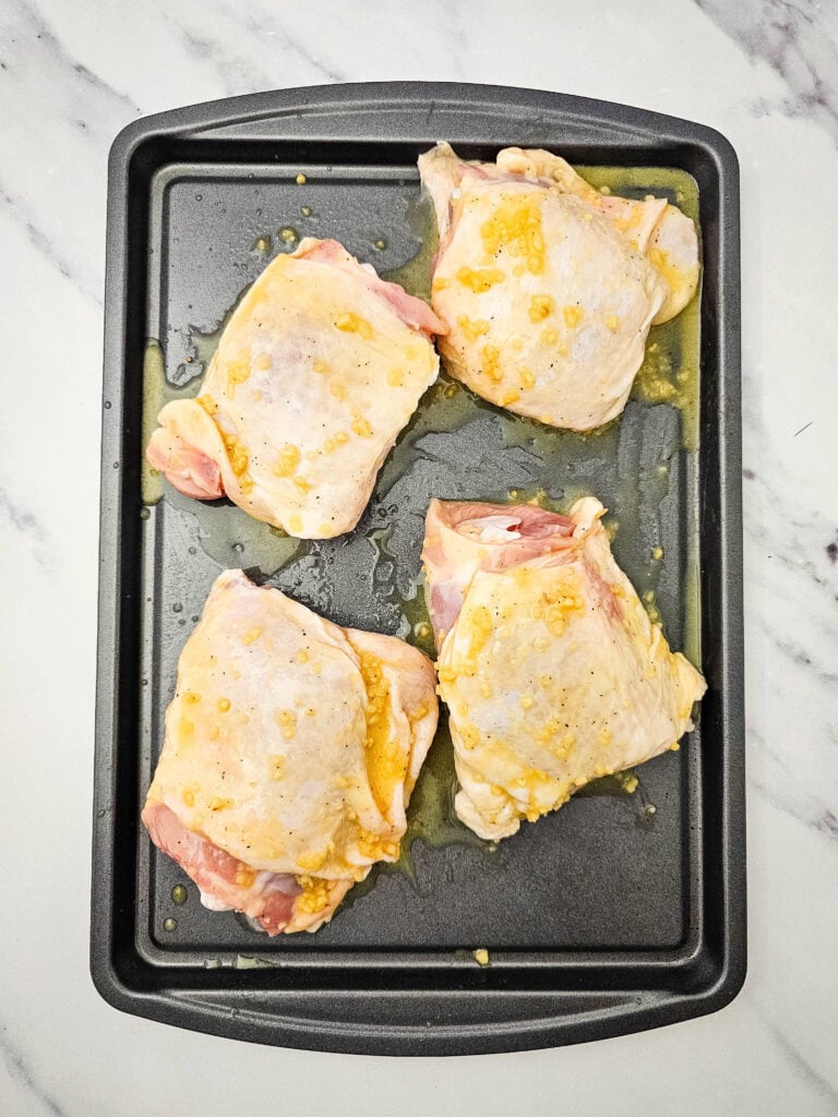 Honey Mustard Sheet Pan Chicken Thighs Process Photo