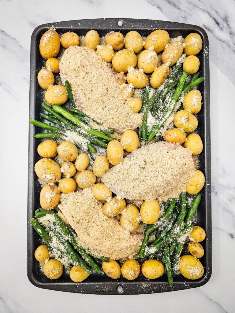 Sheet Pan Parmesan Crusted Chicken Process Photo