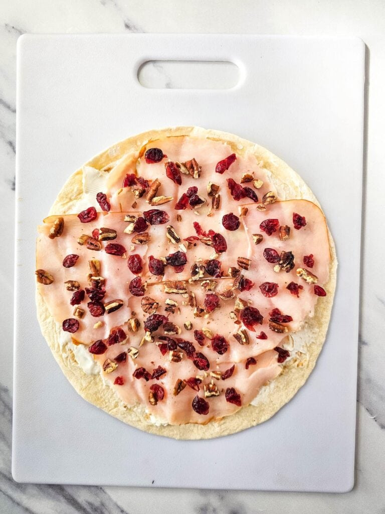 Turkey Cranberry Pecan Pinwheels Process Photo
