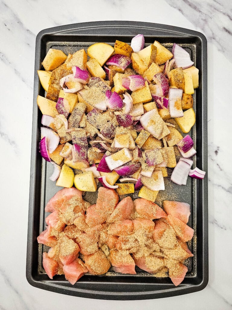 Sheet Pan Buffalo Chicken Process Photo