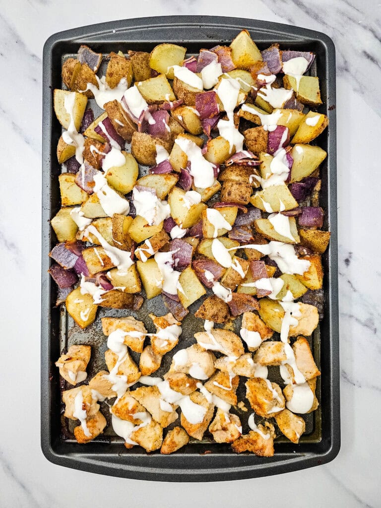 Sheet Pan Buffalo Chicken Process Photo