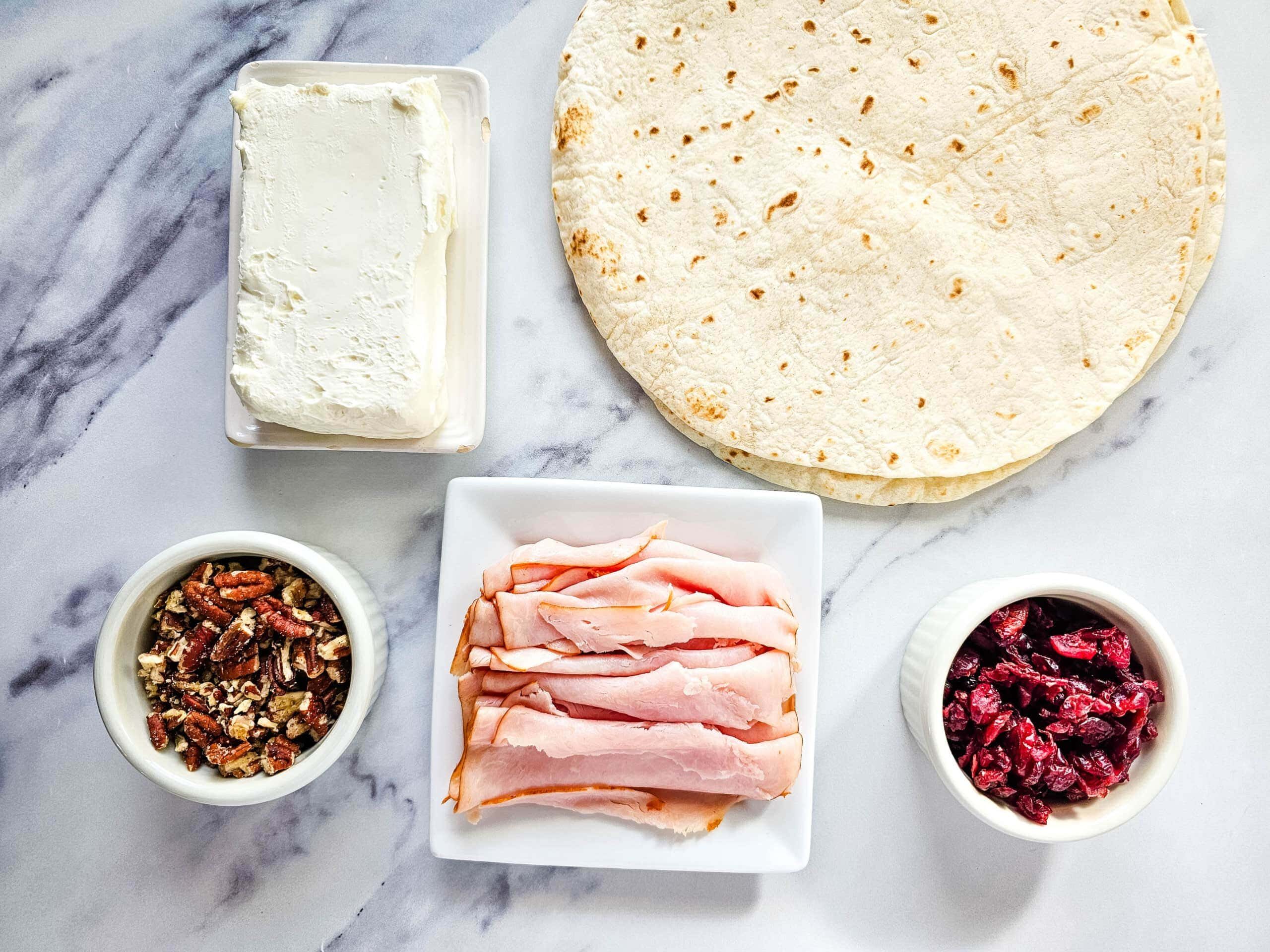 Turkey Cranberry Pecan Pinwheels Process Ingredients