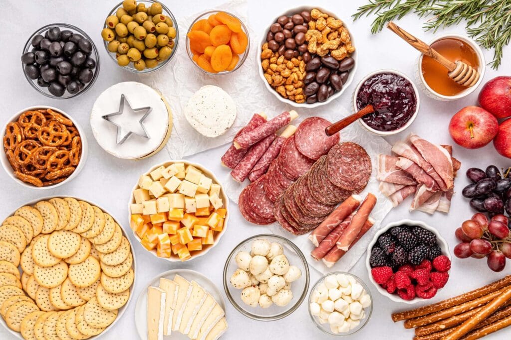 Christmas Tree Charcuterie Board on a Grazing Table
Process Ingredients