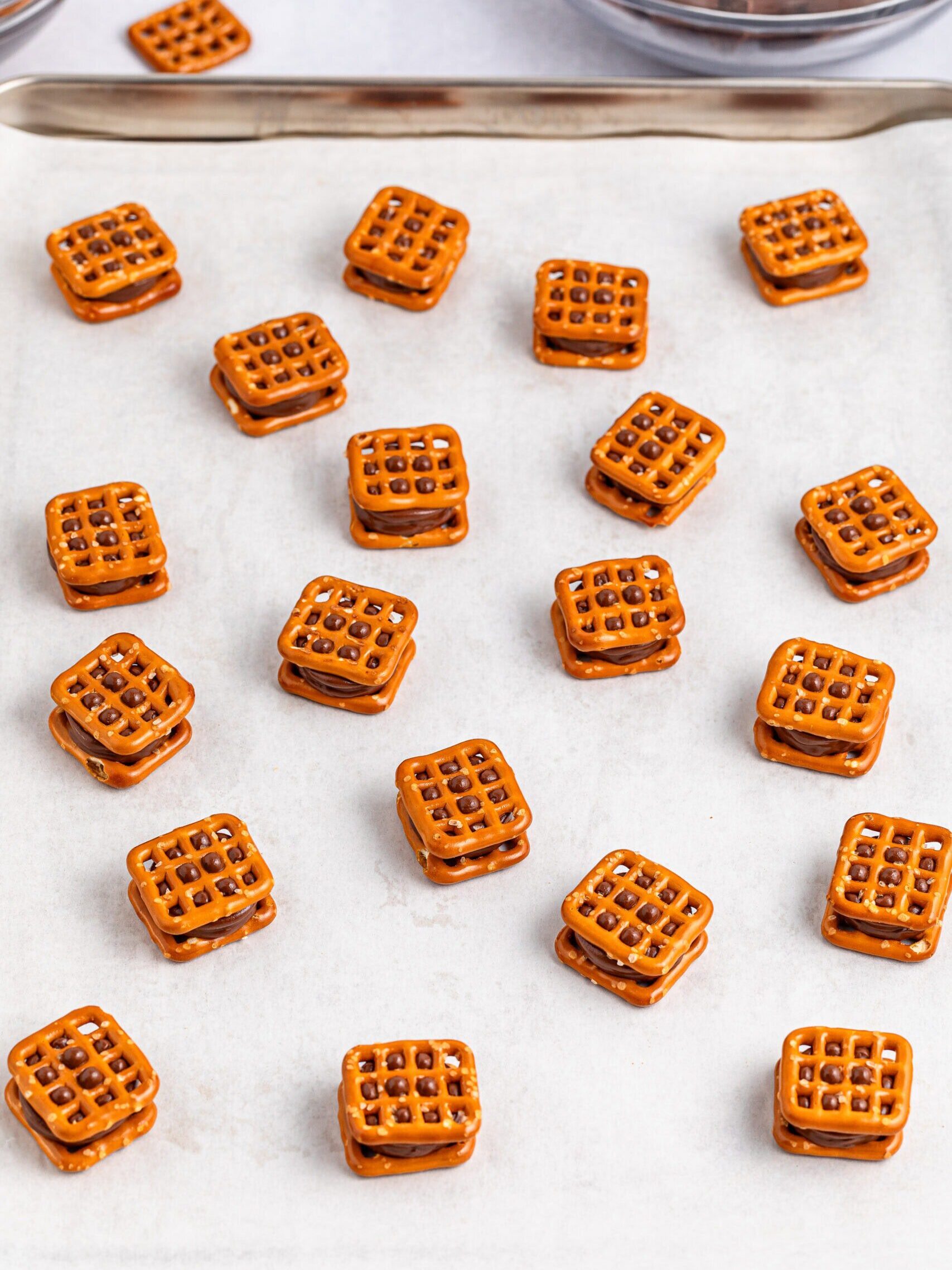 Christmas Rolo Pretzel Sandwiches Process Photo