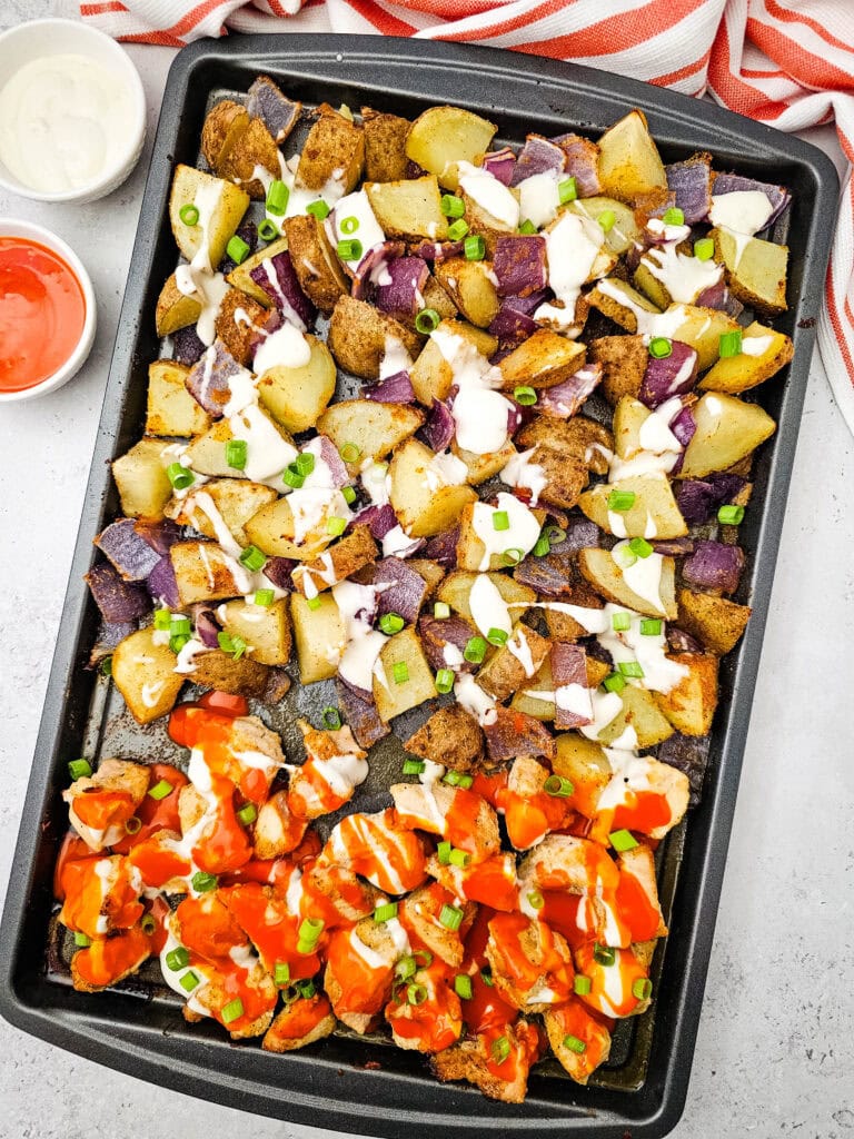 Sheet Pan Buffalo Chicken Process Photo