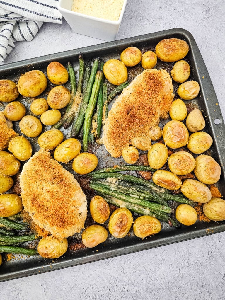 Sheet Pan Parmesan Crusted Chicken Process Photo