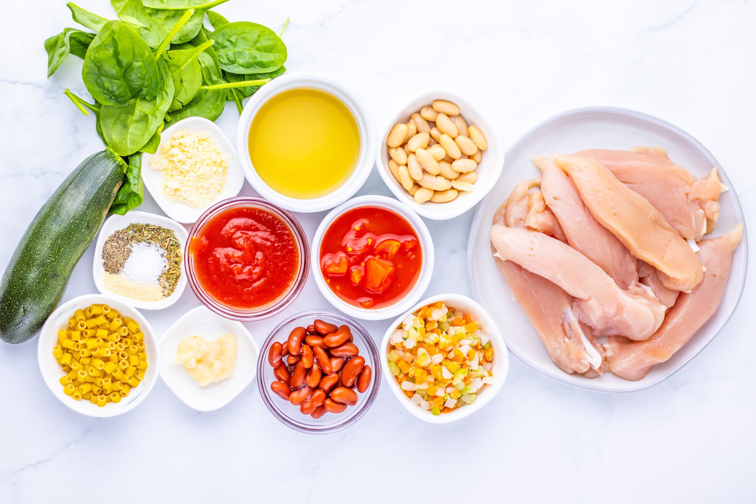 Slow Cooker Chicken Minestrone Soup Process Ingredients