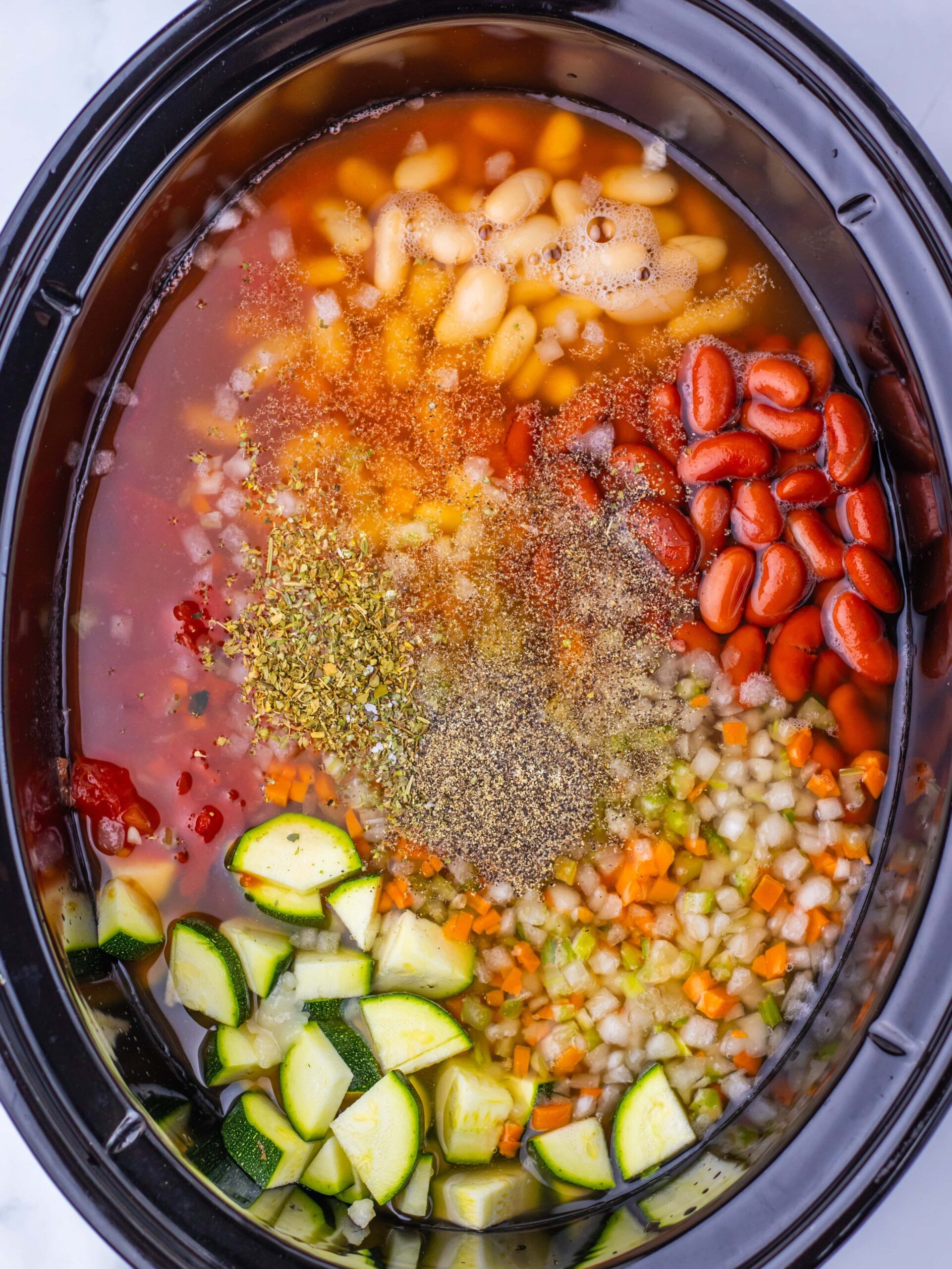 Slow Cooker Chicken Minestrone Soup Process Photo
