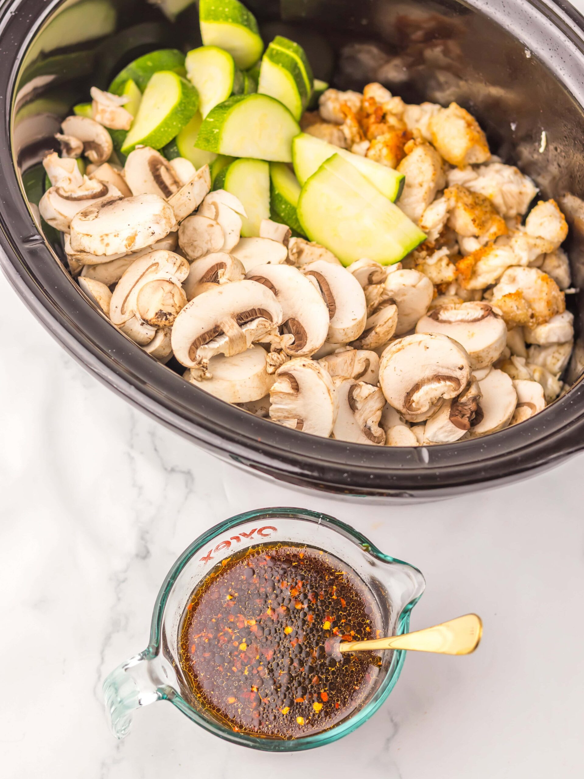 Slow Cooker Copycat Panda Express Mushroom Chicken Process Photo