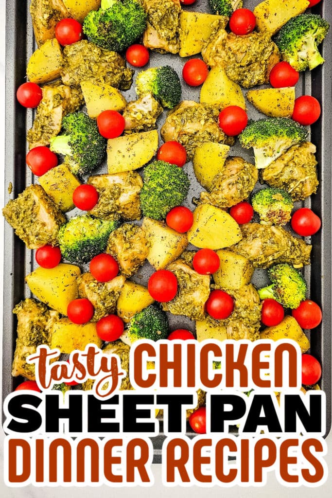 chicken sheet pan dinner -Sheet Pan Pesto Chicken copy