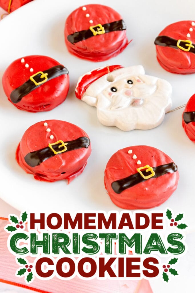 christmas cookies - Chocolate-Dipped Santa Oreo Cookies