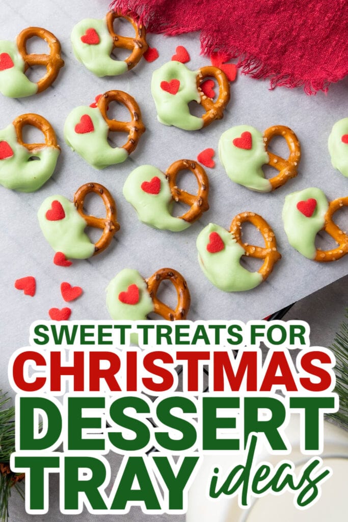 christmas dessert tray ideas - Grinch-Themed Christmas Pretzels copy
