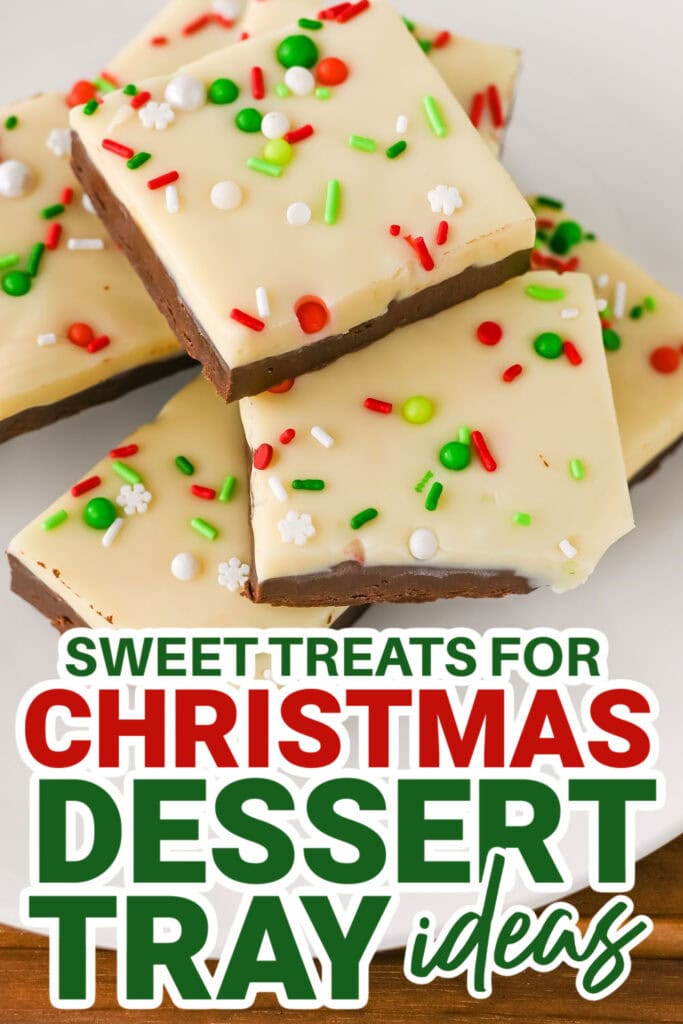 christmas dessert tray ideas - No-Bake Layered Christmas Chocolate Fudge copy