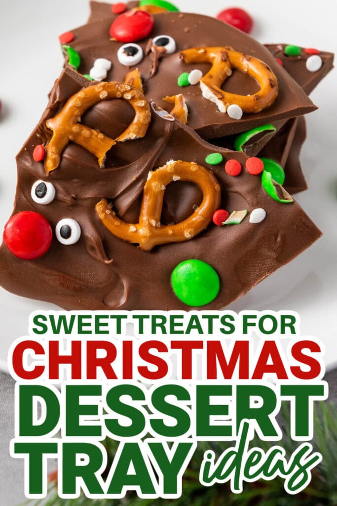 christmas dessert tray ideas - Reindeer Chocolate Bark copy
